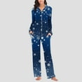 thumbnail image 5 of Women Christmas Pajama Set Long Sleeve Fleece Sleepwear Two Piece Pjs Winter Loungewear Snowman Print Nightwear, 5 of 7