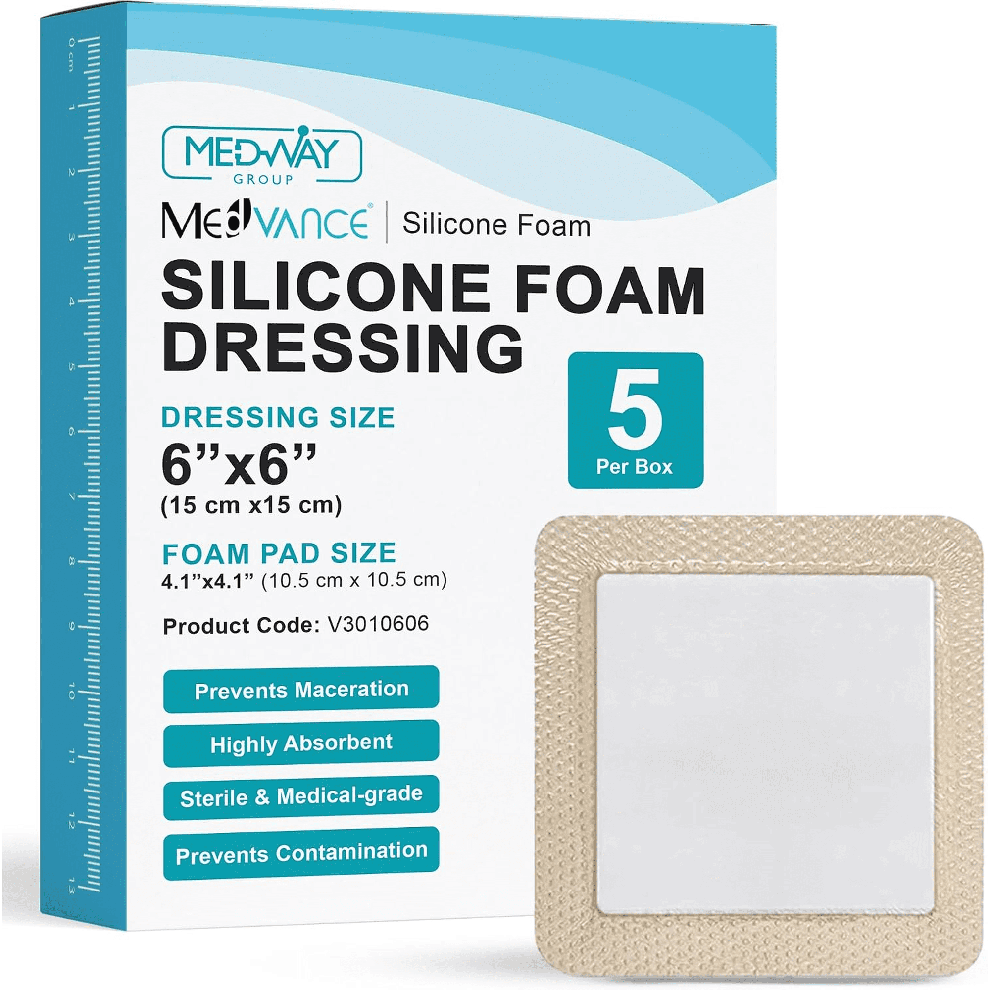 MedVance Silicone Foam Dressing with Adhesive Border for Wound Care & Pressure Ulcers