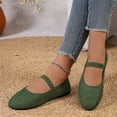 thumbnail image 6 of Domuza Women's Mary Jane Flat Shoes with Elastic Strap, Soft Faux Suede Slip On Casual Walking Flats, Comfortable Low Profile Everyday Footwear for Work Office Daily Wear Green 7（EU-38）, 6 of 7
