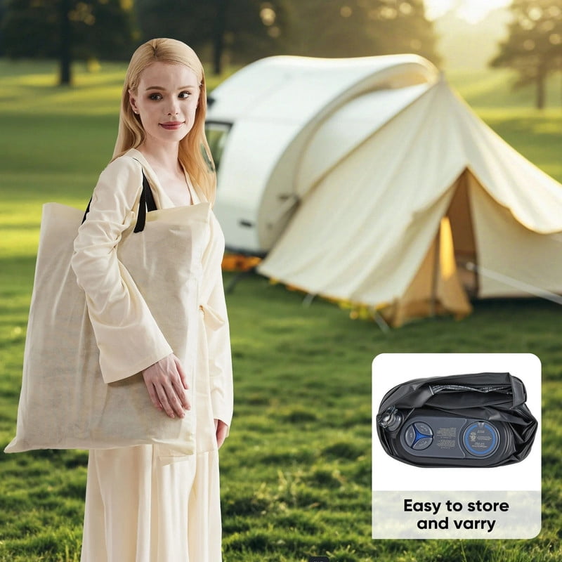 Kelno 22" Queen Air Mattress with Built in Pump Quick Inflate Deflate Airbed for Home Camping, Black