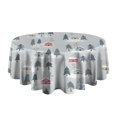 thumbnail image 5 of Gray Christmas House and Tree Pattern Round Tablecloth 60"x60",Wrinkle Wipeable Table Cloth for Kitchen Dining Room Picnic Patio Party, 5 of 6