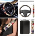 thumbnail image 3 of Yuyamidu Colorful Dahlia Car Front Seat Cover Set of 12 Boho Steering Wheel Cover Seat Belt Covers Trash Can Armrest Cover Rear View Mirror Cover Coasters Keychain Air Vent Pouch for Women, 3 of 6