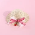 thumbnail image 2 of Lace Bow Pet Woven Hat Sun Shade Cat Hat Adjustable Sombrero For Small Dogs and Cats Beach Party Straw Costume Accessories, 2 of 6