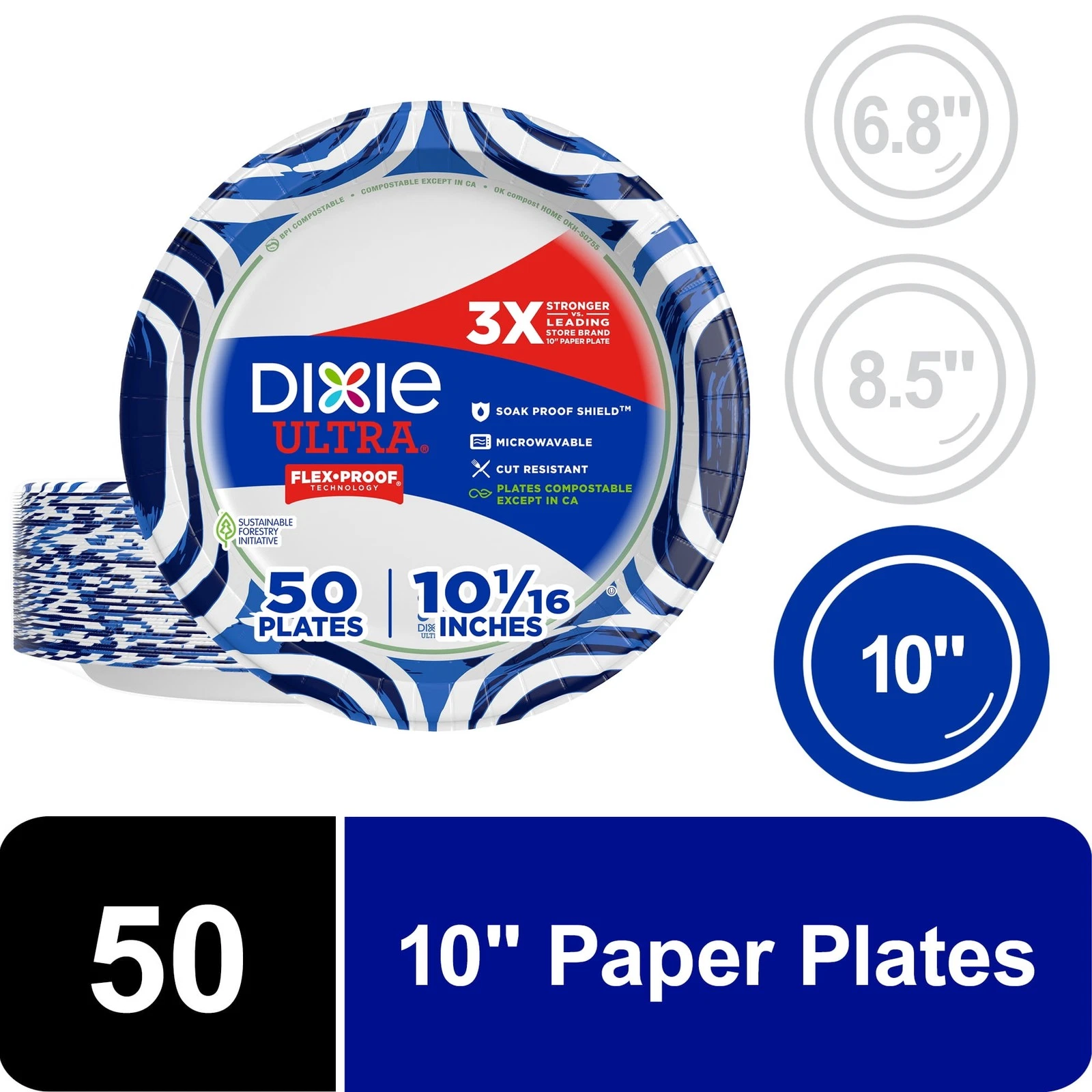 Perk 10 Inch Heavy-Weight Paper Plates | 500-Pack, Microwave-Safe, Disposable For Parties