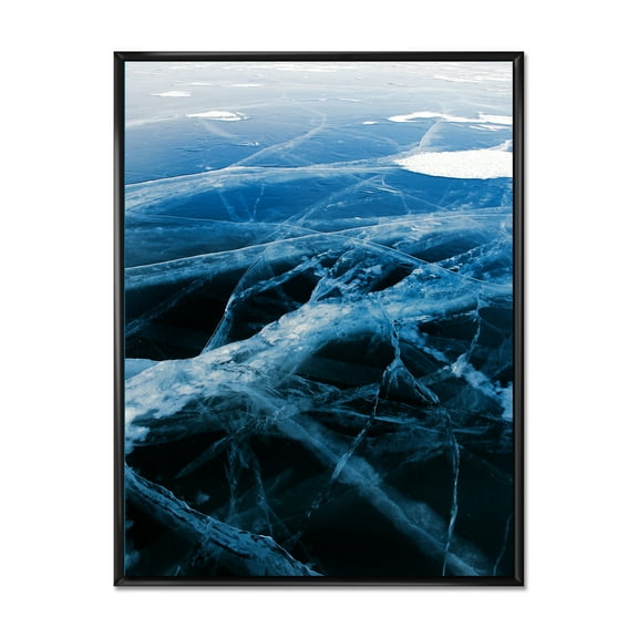 White and Blue Ice Structure II 12 in x 20 in Framed Painting Canvas Art Print, by Designart