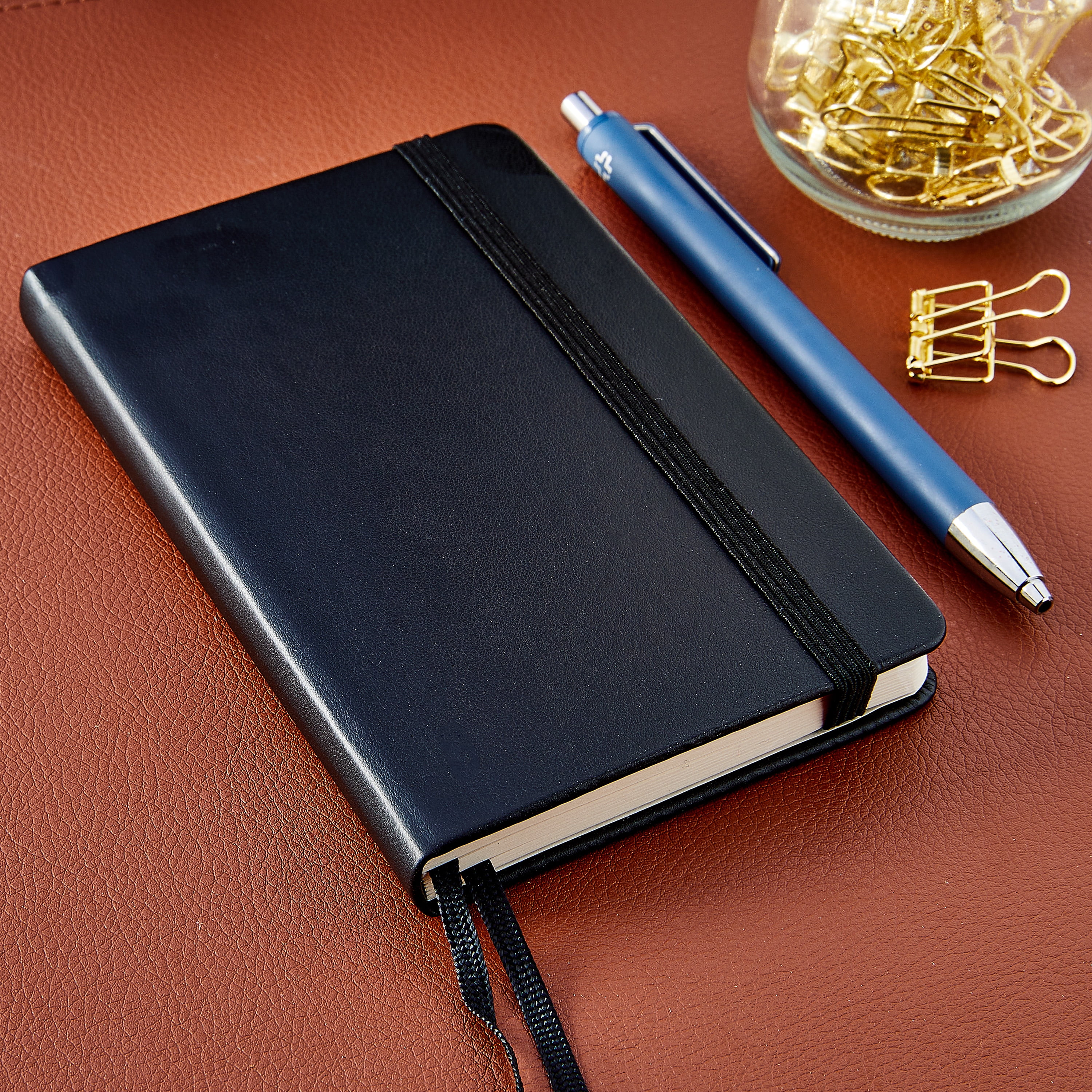 Pen+Gear Simulated Leather Journal, Black, 3.5" x 5.5", 192 Ruled Pages