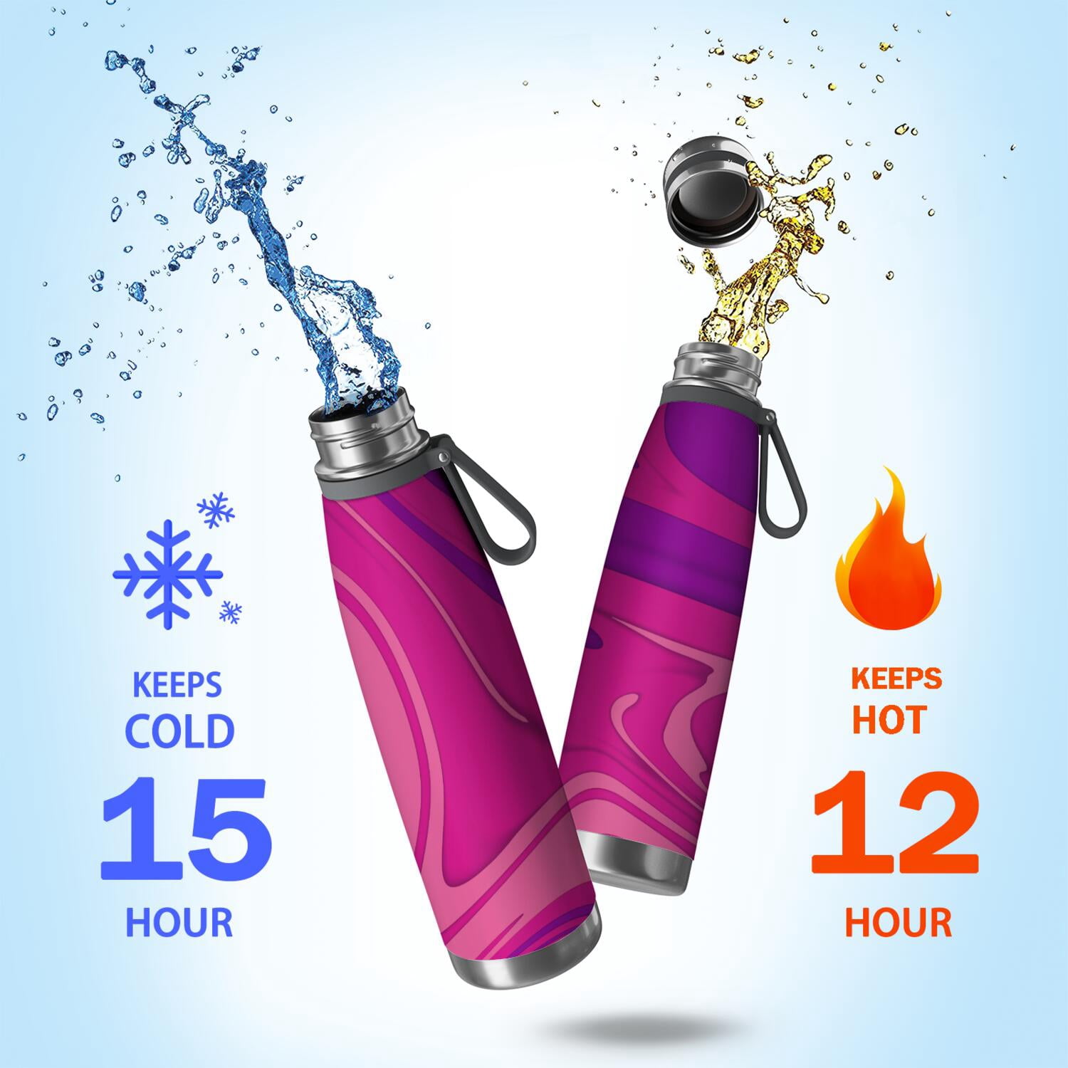 29oz Insulated Water Bottle with Tea Infuser, Stainless Steel Travel Mug, Liquid & Marble Print