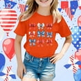 thumbnail image 2 of MIXUE Toddler Girls Tops & T-Shirts Summer Fourth Of July Independence Day Bowknot Print Round Neck Short Sleeve Casual Party Tshirts Holiday Wear,Orange,3-4 Years, 2 of 4