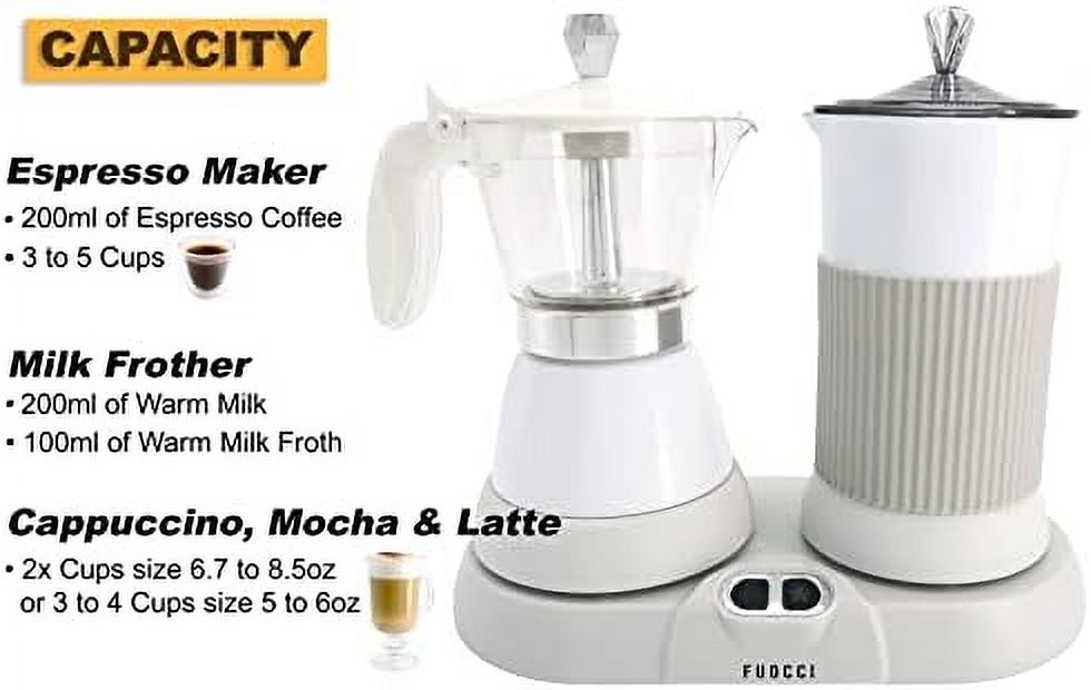 Espresso Maker With Milk Frother; 3 Cups Italian Coffee Maker; Electric Moka Pot And Frother For Cappuccino, Mocha, Latte Macchiato Cuban Coffee Maker Electric Cafeteras Electricas Modernas