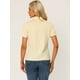 thumbnail image 4 of Blusa de algodón con volantes y cuello vuelto Allegra K Beige L, 4 of 5