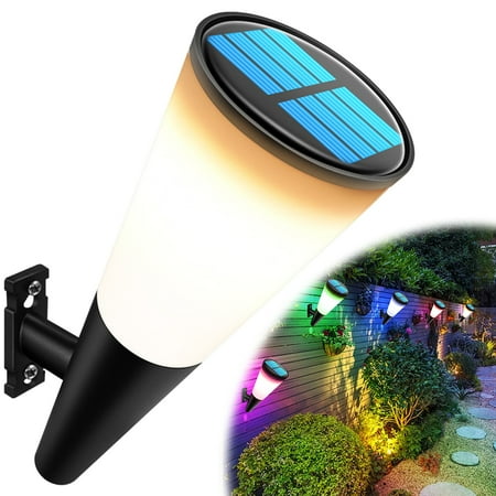 

CIVG Outdoor Solar Wall Light Lamp - Waterproof Solar Fence Light Torch Lamp Villa Door Yard Wall Lamp Solar Garden Light-RGB light
