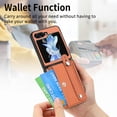 thumbnail image 3 of Frusde for Samsung Galaxy Z Flip 6 Wallet Case with Wristband Ring Full Body Thin PU Leather Wrist Strap Kickstand Cover, 3 of 6