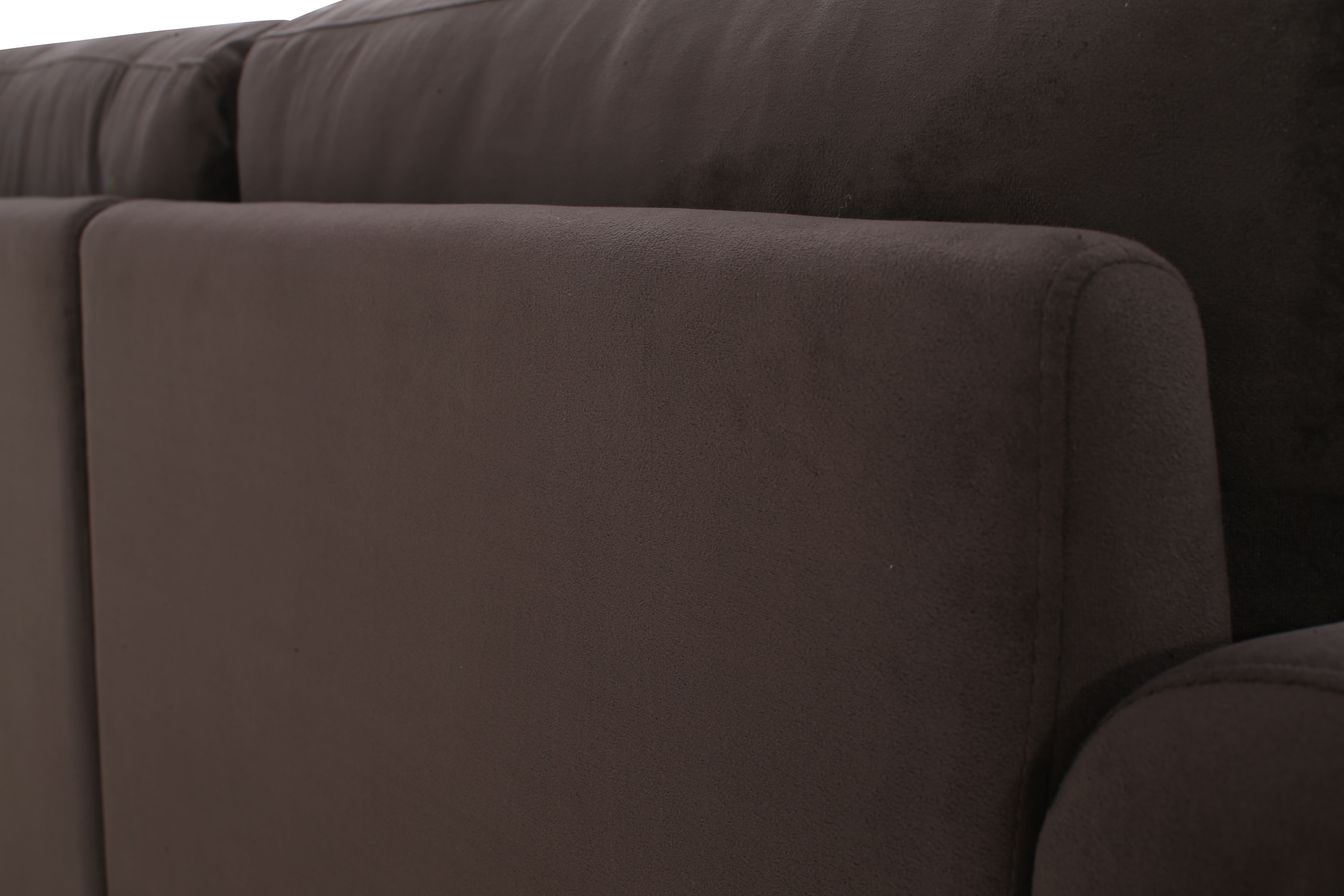 Lifestyle Solutions Alexa Sectional Sofa with Curved Arms, Coffee Brown Fabric