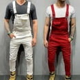 thumbnail image 4 of Nituyy Men's Denim Bib Overalls Slim Fit Ripped Hole Jumpsuits, 4 of 5