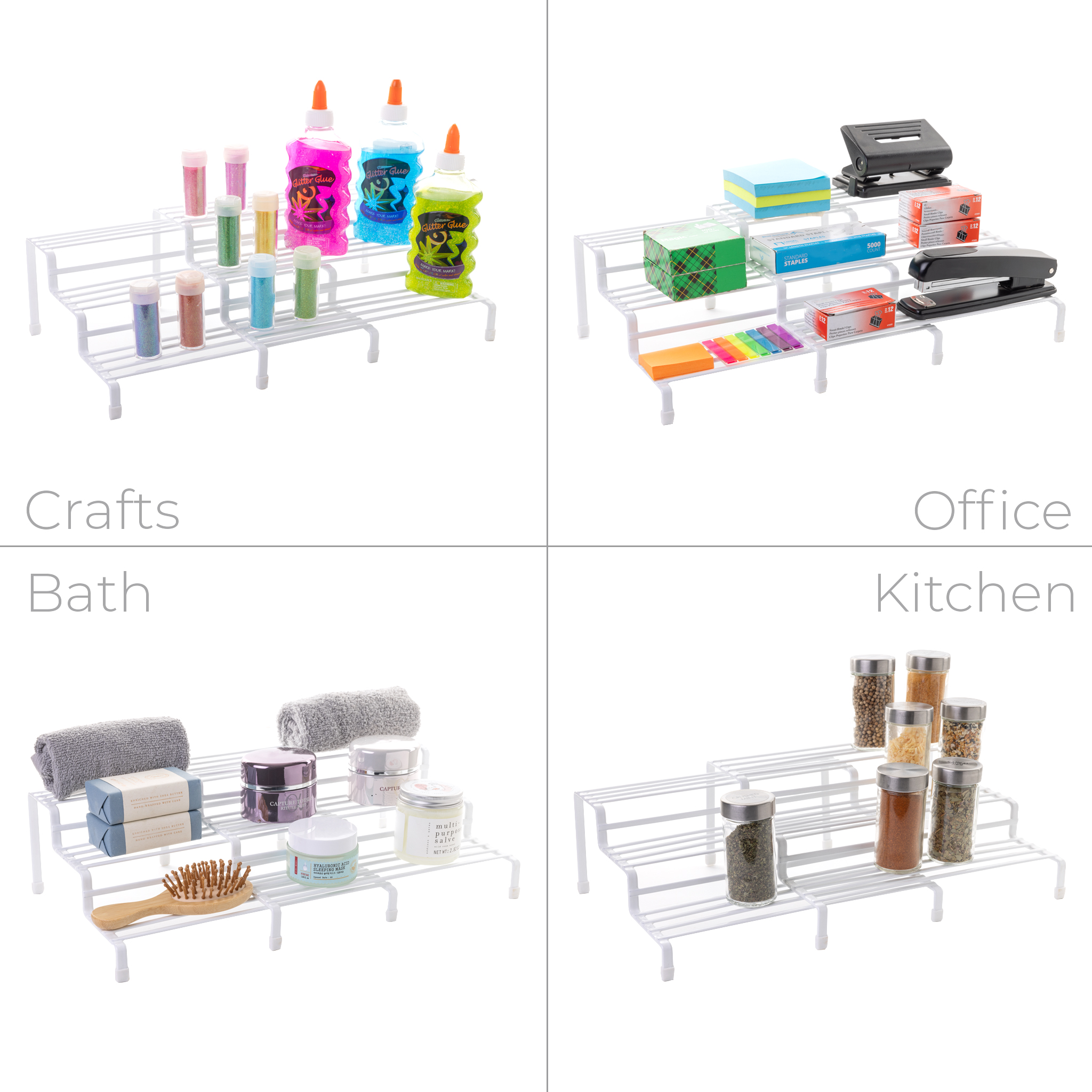 Mainstays Expandable Metal Wire Spice Rack, 3-Tier, White photo 6