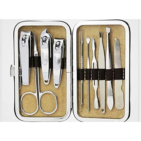 Simyoung 10pcs Nail Clippers Set, Stainless Steel Manicure Kit Fingernails Clippers Nail Cutter Grooming Kit with Case Nail Care Tools for Travel Gold