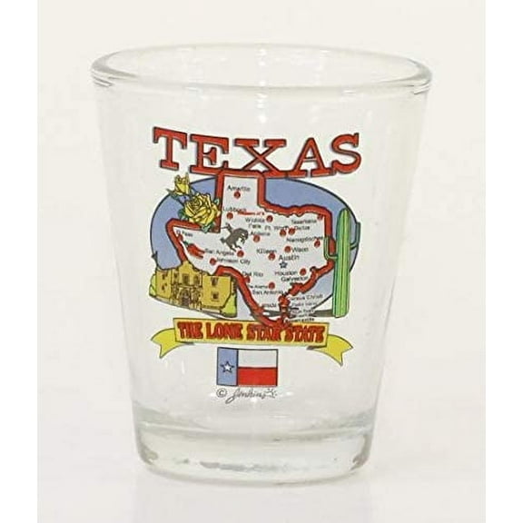 texas state elements map shot glass