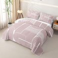 thumbnail image 3 of Castle Fairy Minimalist Arch Linework Bed Spread Queen 3pcs,Abstract Vertical Strip Texture Queen Coverlet Set,White Dusty Rose,1 Quilt and 2 Pillowcases, 3 of 7