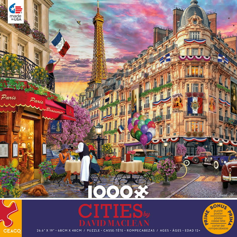 Ceaco - David Maclean Cities - Bonjour Paris - 1000 Piece Interlocking  Jigsaw Puzzle