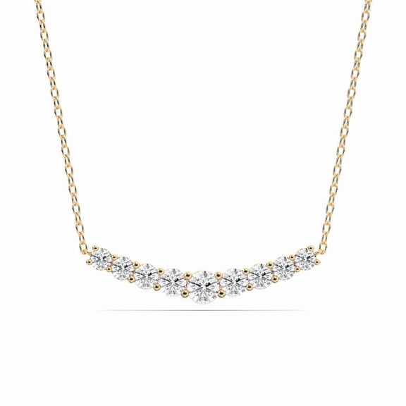 KEEVA JEWELS 2 Carat Round Moissanite Pendant Necklace for Women 21inch Length, Yellow Gold Plated Silver