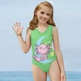 thumbnail image 2 of SEANATIVE Milk Axolotl Kids Swimsuit One Piece Size 3-4 T Star Moon Kids Cover Ups for Swimwear Girls Quick Dry Summer Sleeveless V Neck Bikini, 2 of 7