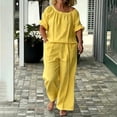 thumbnail image 2 of MLCDZ 2 Piece Sets For Women Summer Casual Crew Neck Short Sleeve Top and Loose Fit Wide Leg Drawstring Pants with Pockets Daiy Wear Vacation Outfits, 2 of 6