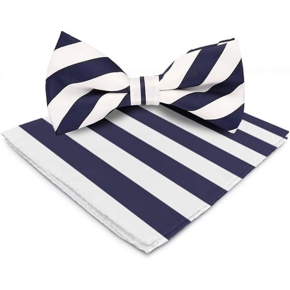 Vittorio Farina Striped Bow Tie & Pocket Square