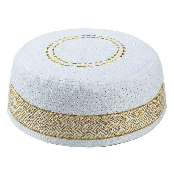 Aellinatey Muslim Kufi Hat for Men Islam Prayer Lightweight Embroidery Skull Cap Turban