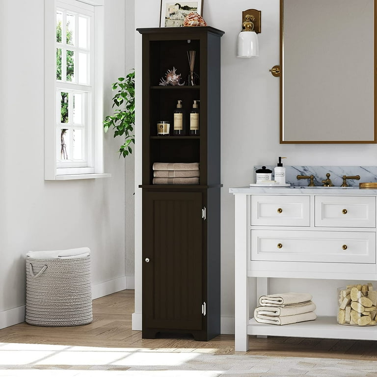 HOMCOM 67 Tall Bathroom Storage Cabinet, Freestanding Linen Tower