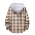 thumbnail image 5 of Patlollav Men Casual Turndown Long Sleeve Button Closure Plaid Print Hooded Shirt, 5 of 5