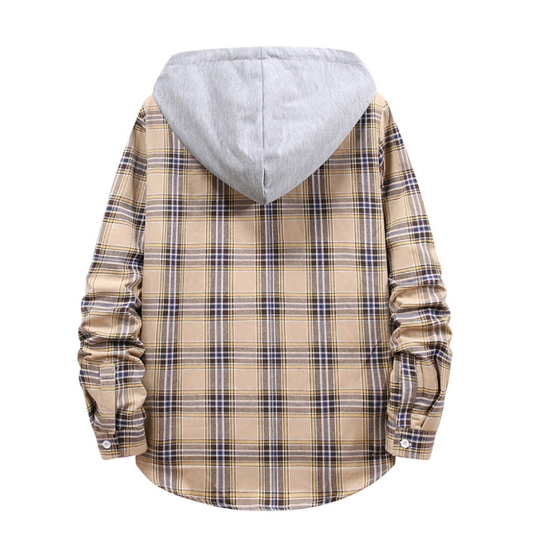 AnuYalue Hoodie Shirts for Men Casual Lightweight Shirt Jacket Button  Closure Plaid Hoodie 2023 Trendy Clothes. 