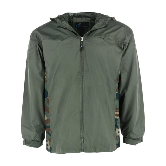 I5 Apparel Hooded Windbreaker Rain Jacket with Camo Side Panel (Men's)