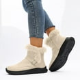 thumbnail image 3 of Womens Furry Mid Calf Snow Boots Fashion Casual Suede Wide Toe Fleece Lined Fuzzy Winter Walking Ankle Booties White Size 8.5, 3 of 6