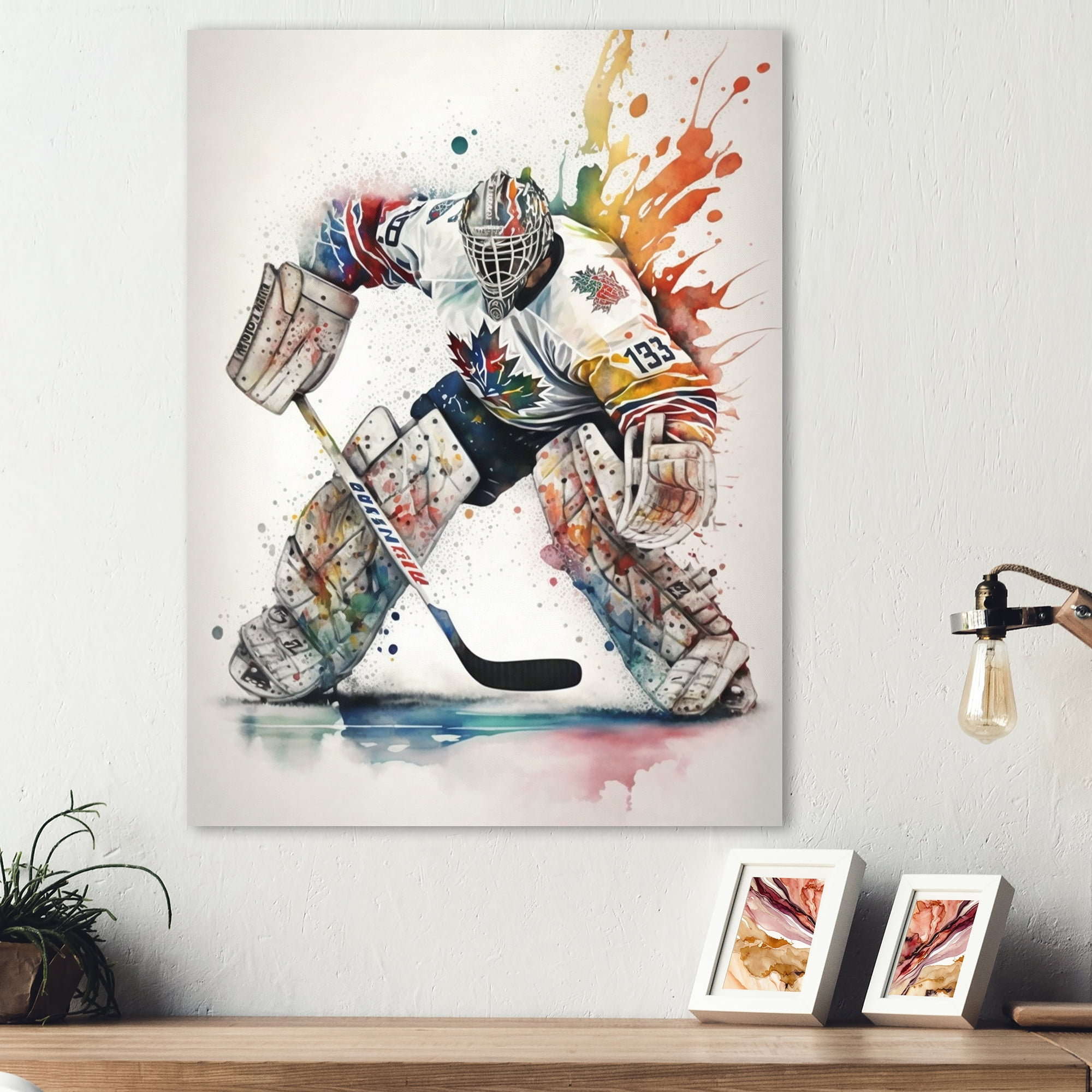 Designart Hockey Goalie II Canvas Wall Art