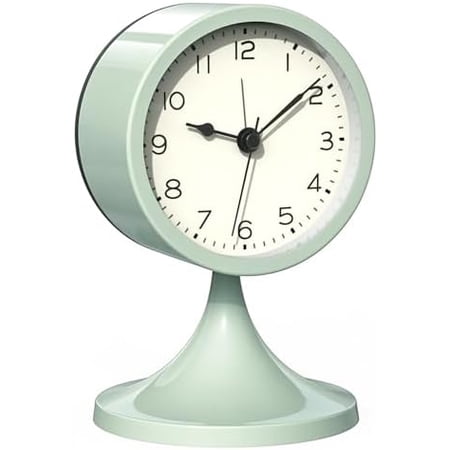 3 Cute Analog Alarm Clock,Small Retro Table Clock Battery Operated,Slient Metal Desk Clock with Light for Living Room Decor,Bedroom,Bedside,Shelf（Green）