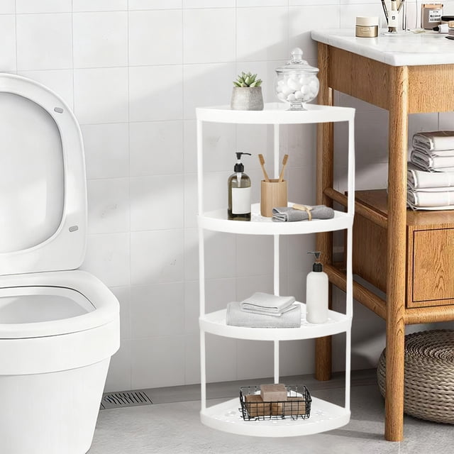 Chmadoxn Shelf Rack For Bathroom Freestanding Corner Storage Rack For Toiletries Bathroom Corner Storage Shelf P lastic storage rack