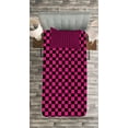 thumbnail image 3 of Ambesonne Hot Pink Quilted Bedspread Set 2 Pcs, Gingham Checks Vibrant, Twin Size, Magenta Black, 3 of 3