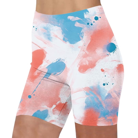 Snorda Bikers Shorts for Women Basic High Waisted Printed Yoga Soft Biker Shorts Ladies Mid Thigh Legging Leggings Stretchy Shorts Pants
