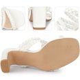 thumbnail image 3 of Square Toe Braided Chunky Heels Sandals for Women White US 6/UK 4/EU 36, 3 of 6