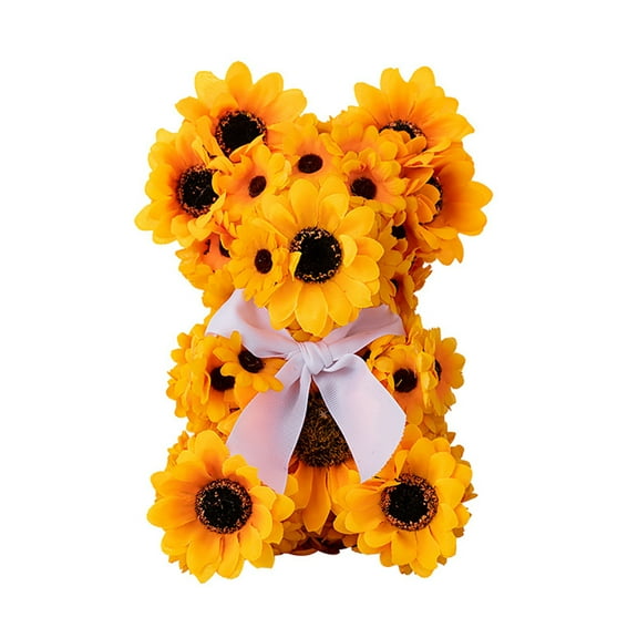 Sunflower Bear Doll, Handmade Foam Flower Teddy Ornament for Home, Garden & Table Décor, Perfect Valentine’s Day, Mother’s Day & Birthday Gift for Women and Girlfriends