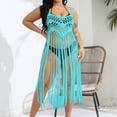 thumbnail image 5 of Aloohaidyvio Plus Size Crochet Cover Up for Women Sleeveless Beachwear Swimwear Fringe Trim Crochet Kimono Cover Up, 5 of 6