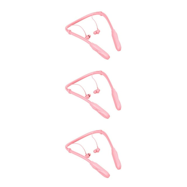pitrice Earphone Neck Hanging Solid Color Type-C Bluetooth-compatible 5.1 Wireless IPX5 Waterproof Sports Headset Birthday Gift Pink 3Set