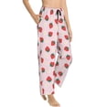 thumbnail image 2 of Naloa Strawberry Floral Print Women’s Ultra-Soft Comfy Pajama Lounge Pants with Pockets & Drawstring, 2 of 8