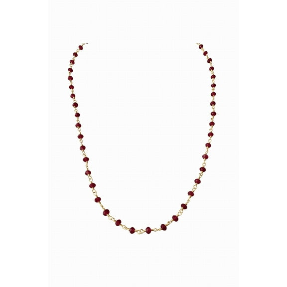 Balmy Nights Station Necklace with Ruby Beaded Gold Chain