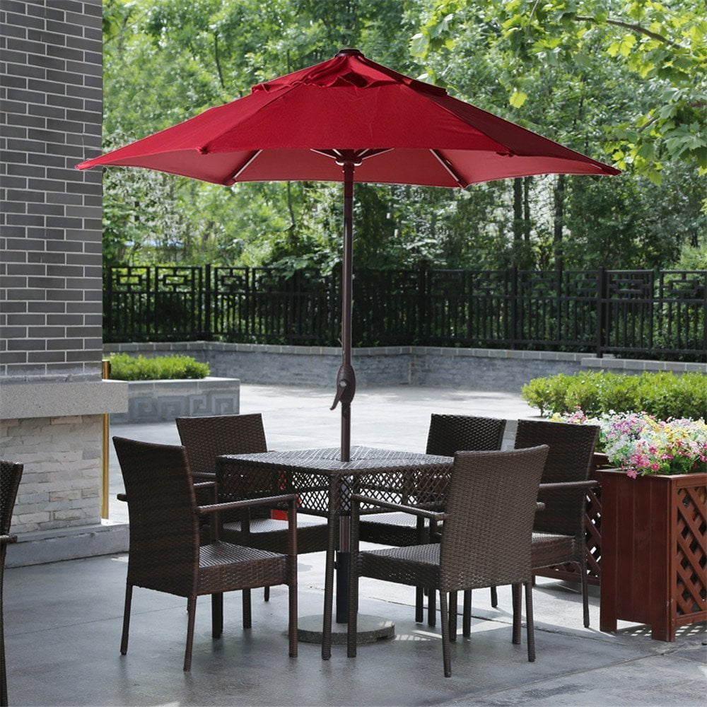 Abba Patio 7 5 Ft Round Outdoor Market Patio Umbrella With Push Button Tilt And Crank Lift Multiple Colors Walmart Com Walmart Com