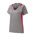 thumbnail image 5 of Sport-Tek Ladies Heather Colorblock Contender V Neck Tee-4XL (Vintage Heather/ True Red), 5 of 6