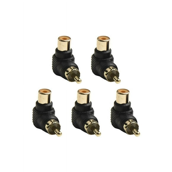 BTOER 5pcs L-type For RCA right-angle elbow For RCA male to female audio connector