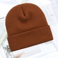 thumbnail image 3 of Tnobhg Winter Knitted Beanie Hat Casual Flanging Stretch Soft Warm Solid Color Autumn Winter Outdoor Skiing Cycling Women Men Unisex Skull Cap, 3 of 8