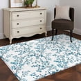 thumbnail image 3 of Area Rugs for Living Room Bedroom, Teal Spring Floral 4'x6' Rug Washable Carpet Runner Indoor Outdoor, Elegant Pastoral Flowers Non Slip Accent Floor Mats Rug for Kitchen, Office, 3 of 8