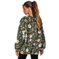 thumbnail image 4 of SCRAWLGOD Christmas Day Womens Long Sleeve Sweatshirts Casual Crewneck Pullover Tops Drop Shoulder Fashionable Sweatshirt with Pocket for Daily Wear, Santa Claus Gingerbread Man Snowflake Green, L, 4 of 7